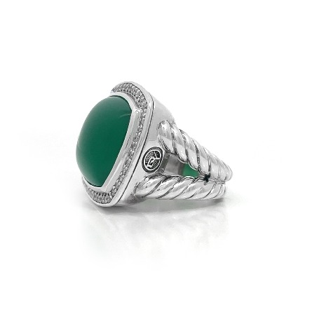 Sterling Silver Estate David Yurman 17mm Dyed Chalcedony Albion Split Shank Ring Size7 w/Diams=0.50apx SI H-I 11.1dwt 