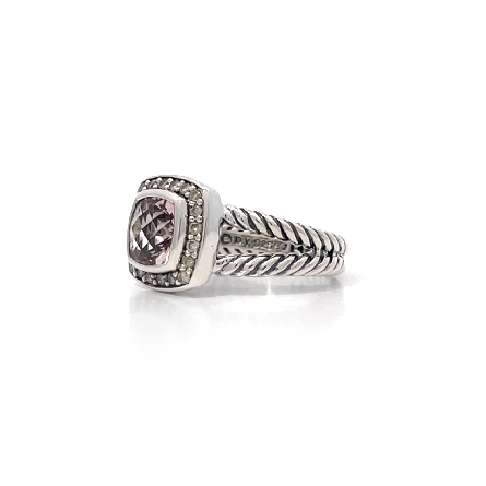 Sterling Silver Estate David Yurman Morganite Petite Albion Ring w/Diams=.16apx SI HI Size6.25 3.7dwt