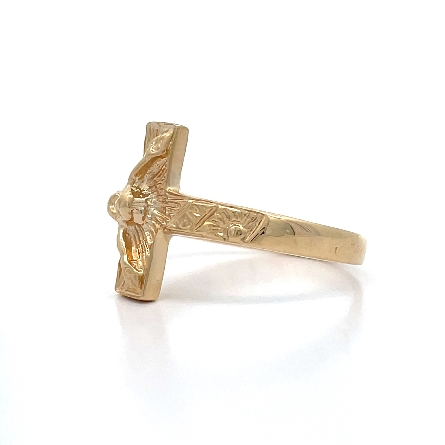 14K Yellow Gold Estate Crucifix Ring Size9.5 3.1dwt