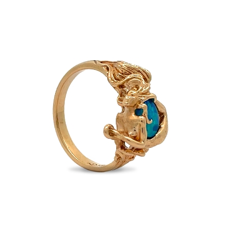 14K Yellow Gold Estate Steven Douglas Opal Mermaid Ring Size6.75 3.3dwt