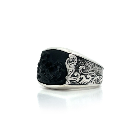 Sterling Silver Estate David Yurman Black Onyx Carved Wave Ring Size9.75 16.0dwt