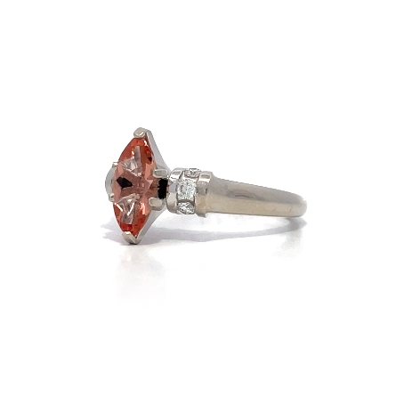 18K White Gold Estate Imperial Topaz Marquise Shape Prong and Channel Set Ring w/6Diams=.18apx VS G-H Size6.75 3.5dwt 
