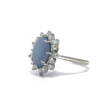 14K White Gold Estate Star Sapphire Halo Ring w/16Diams=.50apx VS H-I Size6 2.9dwt 