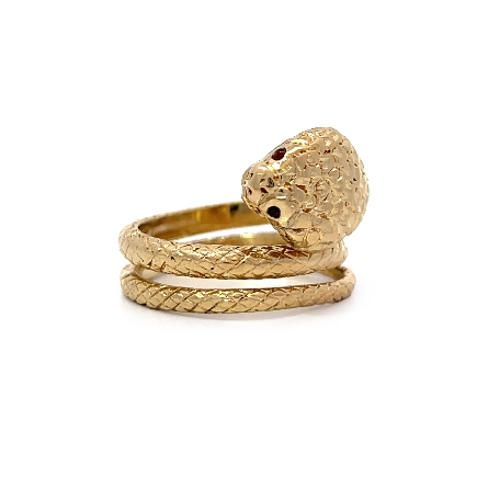 14K Yellow Gold Estate Garnet Textured Snake Wrap Ring Size6 5.5dwt 