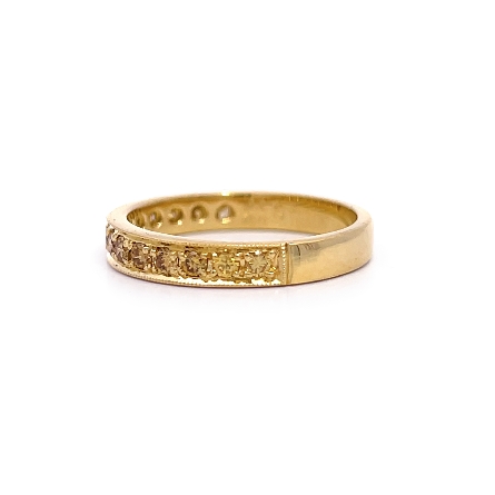 18K Yellow Gold Estate Yellow Sapphire=.38ctw 4Prong Milgrain Band Size5.25 1.7dwt