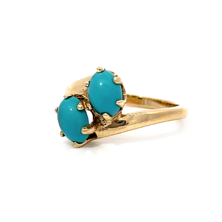 10K Yellow Gold Estate Turquoise Cabochon Bypass Ring Size6 1.9dwt