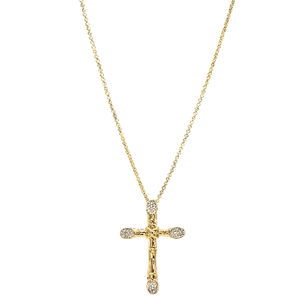 18K Two Tone Gold Estate John Hardy Cross Pendant and 16-18inch Adjustable Chain w/Diams=.20apx SI H-I 7.32dwt 