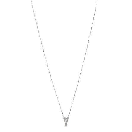 14K White Gold Estate 18inch Pointed Necklace w/4Diams=.16ctw SI I-J