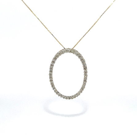 14K Yellow and White Gold Estate Open Oval 18inch Necklace w/42Diamonds=1.50apx I1-I2 H-I 2.70dwt