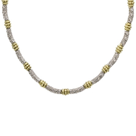 14K White and Yellow Gold Estate Approximately 17inch Section Necklace w/Diams=1.45apx SI J 35.1dwt
