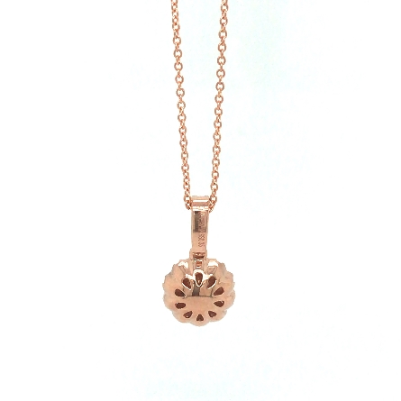 14K Rose Gold Estate 18inch Round Halo Necklace w/1Brown Diam=.52apx SI and Diams=.35apx VS-SI H-I 1.8dwt