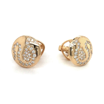18K Yellow Gold Estate Kat Florence Round Disc Earrings w/Diams=.50apx Flawless D 3.70dwt