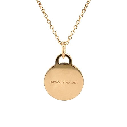 18K Rose Gold Estate Tiffany & Company Cresent Moon Disc Pendant w/Diams=.09apx VS F and 18inch Chain 