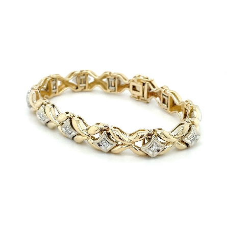 14K Yellow and White Gold Estate X Style 7inch Bracelet w/Diams=.75apx VS-SI H-I 19.7dwt 