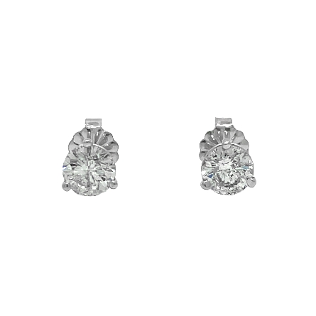 14K White Gold Estate Martini Stud Earrings w/2Diams=.99ctw I1-I2 J 