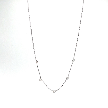 14K White Gold Estate 18-20inch Diamonds by the Yard Necklace w/Pear; Marquise; Trillion and Heart Diams=2.22ctw VS-SI2 H-I-J 