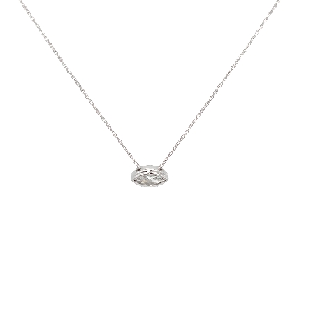 14K White Gold Estate 18inch Bezel Necklace w/1Marquise Diamond=.86ct SI1 I and 8Diams=.11ctw SI H-I on 18inch Chain 