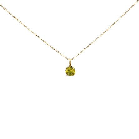 14K Yellow Gold Estate 18inch 4Prong Solitaire Necklace w/1 Irradiated Yellow Diam=1.10ct I1 