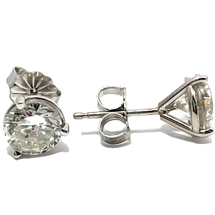 14K White Gold Estate Martini Stud Earrings w/2Diams=2.12ctw VS1-I1 I 
