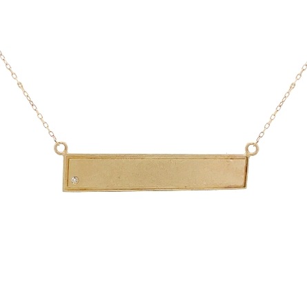 14K Yellow Gold Estate Bar Plate 18inch Necklace w/1 Single-Cut Diam=.005ctw VS H 1.5dwt