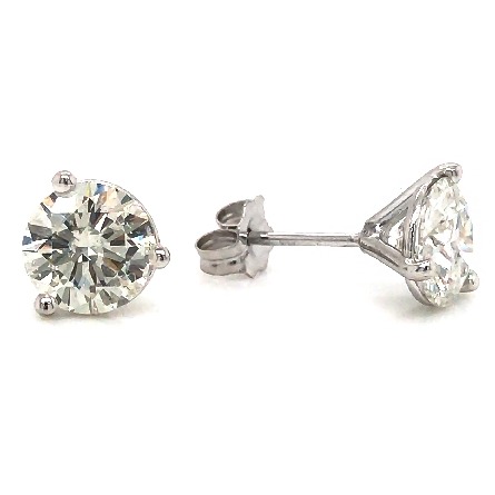 14K White Gold Estate Martini Stud Earrings w/2 Diams=2.23ctw I1 J-K