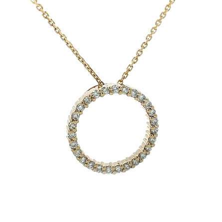 14K Yellow Gold Estate Open Circle Pendant w/Diams=.68apx SI2-I1 H-I on 16inch Cable Chain 3.7dwt
