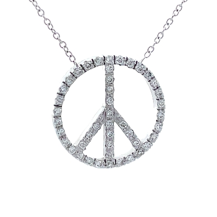 14K White Gold Estate Peace Sign 16inch Necklace Diams=.50apx SI H-I 3.1dwt