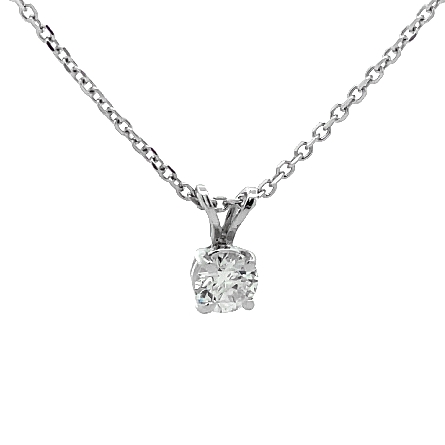 14K White Gold Estate 4Prong Solitaire Necklace 16inch w/Diams=.45apx SI1 J 1.7dwt 