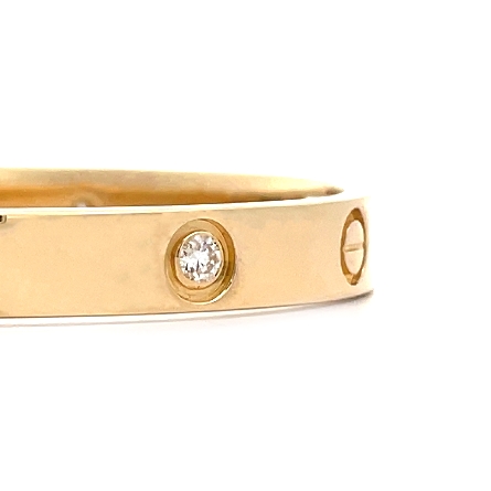 18K Yellow Gold Estate Alternating Bezel Set and Screw Fitted Bangle Bracelet w/4Diams=.24apx SI2-I1 I 18.3dwt