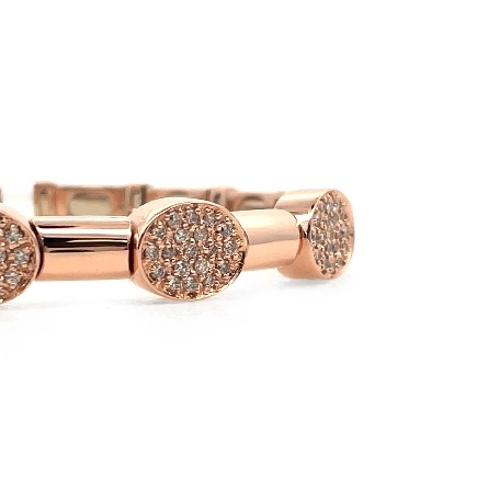 14K Rose Gold Estate Oval Station Flexible Cuff Bracelet w/95Diams=1.00apx SI1-SI2 I-J 16.0dwt