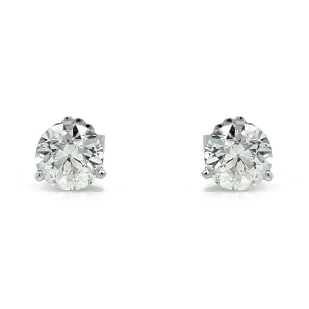 14K White Gold Estate Martini Stud Earrings w/2 Old European Diams=1.99ctw SI H-I 