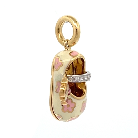 18K Yellow Gold Estate Aaron Basha Butterfly Baby Shoe Pendant w/Diams=.04apx VS G-H 5.3dwt 