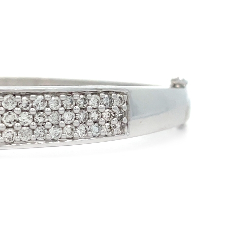 14K White Gold Estate Bypass Pave Bangle Bracelet w/88Diams=2.42apx I1-I2 K-L 12.3dwt 