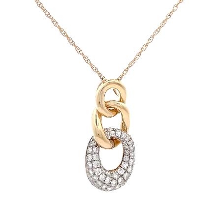 14K Yellow Gold Estate Pave Chain Link Pendant on 18inch Chain w/Diams=.75apx SI H-I 2.0dwt 