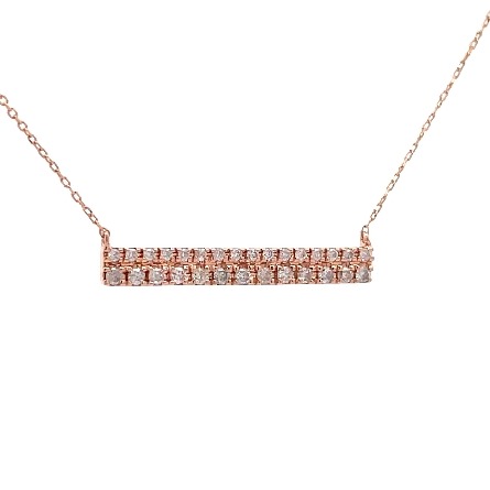 14K Rose Gold Estate Two Row Bar Necklace Adjustable 18inch to 20inch w/Diams=.26apx SI H-I 1.1dwt 