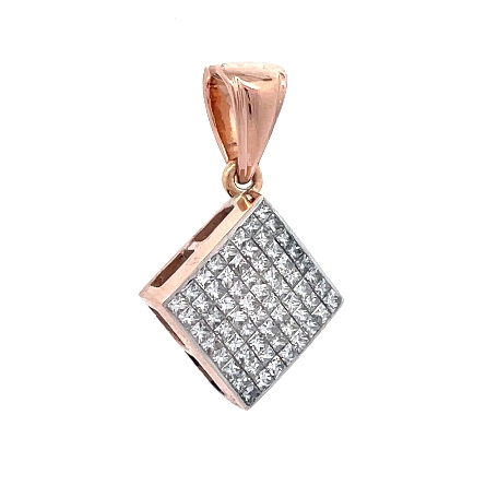 14K Rose Gold Estate Invisible Set Kite Shaped Pendant w/Diam=1.50apx SI G-H 3.3dwt