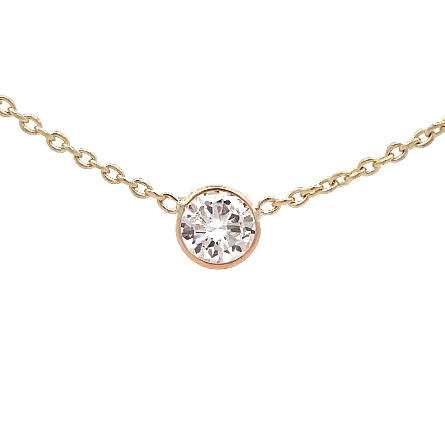 14K Yellow Gold Estate Adjustable 16-18inch Diamonds by the Yard Necklace w/5 Diamonds=3.26ctw SI2-I1 F-G-H
