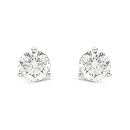14K White Gold Estate Martini Stud Earrings w/2Diams=1.40ctw I2 G