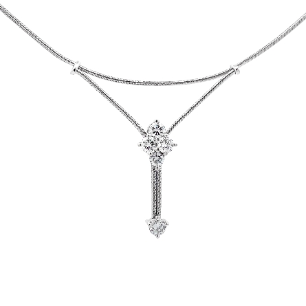 18K White Gold Estate Jose Hess Round Snake  Y   Necklace w/5Diams=.50apx VS H-I Adjustable 16-18inch 4.1dwt 