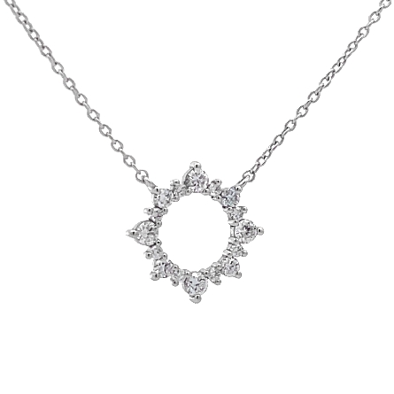 14K White Gold Estate 18inch Sunburst Station Necklace w/Diams=.25apx SI1-SI2 G-H 1.1dwt
