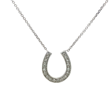 14K White Gold Estate 17inch Horseshoe Necklace w/Diams=.20apx SI H-I 1.7dwt