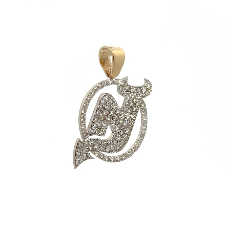 14K White and Yellow Gold Estate NJ Devils Pendant w/96Diams=1.40apx VS-SI J-K 2.5dwt 