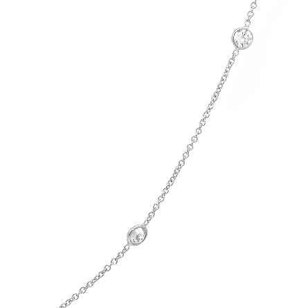 14K White Gold Estate Adjustable 16-18inch Diamond by the Yard Necklace w/5 Diamonds=1.23ctw SI2-I2 G-H-I 