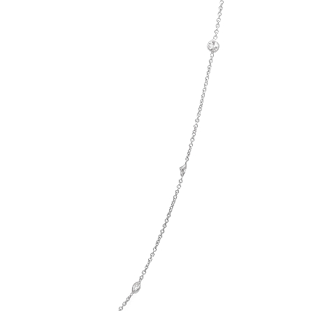 14K White Gold Estate Adjustable 16-18inch Diamonds by the Yard Necklace w/7Diams=.88ctw SI2-I1 I-J 