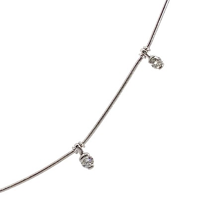 18K White Gold Estate Jose Hess 1/2 Bezel Drop Necklace w/Diams=1.00apx VS G-H 16inch 3.5dwt 