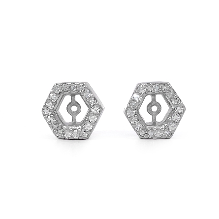 14K White Gold Estate Hexagon Earring Jackets w/36Single Cut Diams=.54apx VS-SI2 J 1.7dwt 