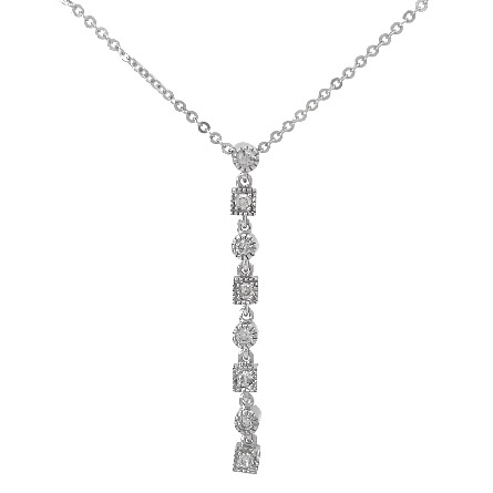14K White Gold Estate Geometric Shape Drop Necklace w/8Diams=.14apx I1-I2 I 18inch 1.7dwt 