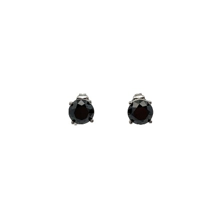 14K White Gold Estate Round 4Prong Stud Earrings w/Black Diams= 1.00apx 0.7dwt 