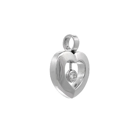 14K White Gold Estate Heart Drop Bezel Pendant w/1Diam=0.07apx VS H 1.8dwt 