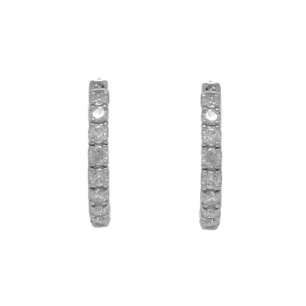 14K White Gold Estate In/Out 4Prong Hoop Earrings w/34Diams=3.40apx I1-I2 I-K 4.7dwt